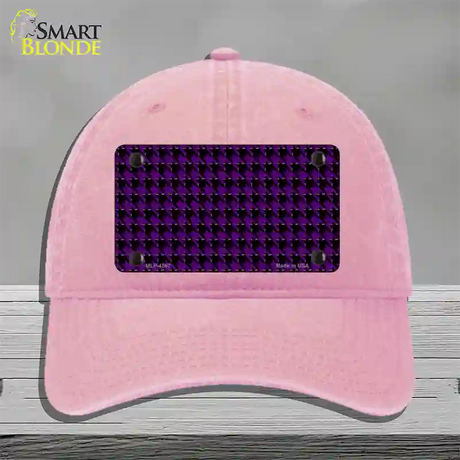 Purple Black Houndstooth Novelty License Plate Hat Unconstructed Cotton / Pink