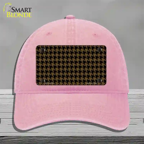 Brown Black Houndstooth Novelty License Plate Hat Unconstructed Cotton / Pink