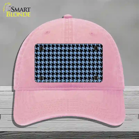 Light Blue Black Houndstooth Novelty License Plate Hat Unconstructed Cotton / Pink