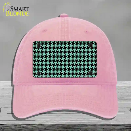 Mint Black Houndstooth Novelty License Plate Hat Unconstructed Cotton / Pink