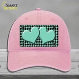 Mint Black Houndstooth Mint Center Hearts Novelty License Plate Hat Unconstructed Cotton / Pink