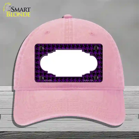 Purple Black Houndstooth Scallop Center Novelty License Plate Hat Unconstructed Cotton / Pink