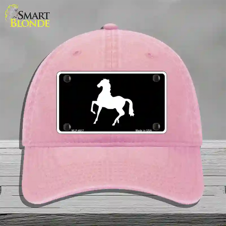 Horse Prancing Novelty License Plate Hat Unconstructed Cotton / Pink