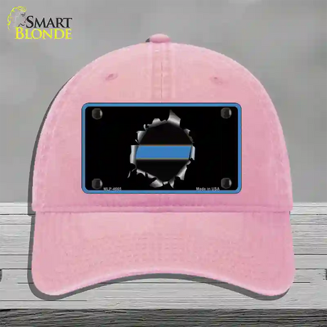 Thin Blue Line Bullet Hole Novelty License Plate Hat Unconstructed Cotton / Pink