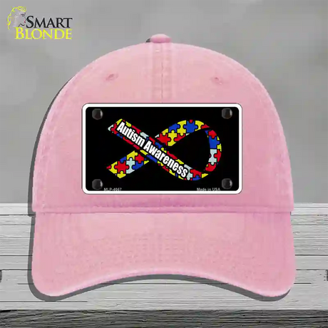 Autism Awareness Ribbon Novelty License Plate Hat Unconstructed Cotton / Pink