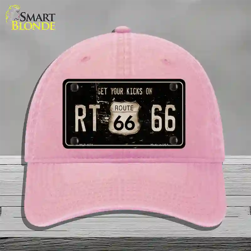 Route 66 Get Your Kicks Novelty License Plate Hat Unconstructed Cotton / Pink