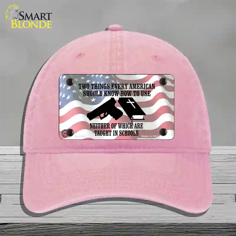 Every American Should Know Novelty License Plate Hat Unconstructed Cotton / Pink