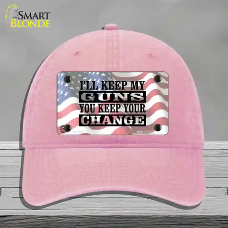 Ill Keep My Guns Novelty License Plate Hat Unconstructed Cotton / Pink