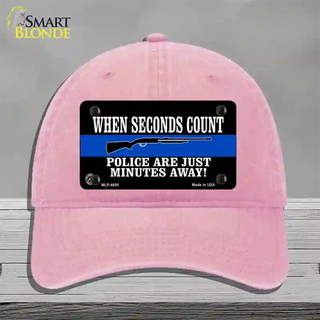 Police Are Just Minutes Away Novelty License Plate Hat Unconstructed Cotton / Pink