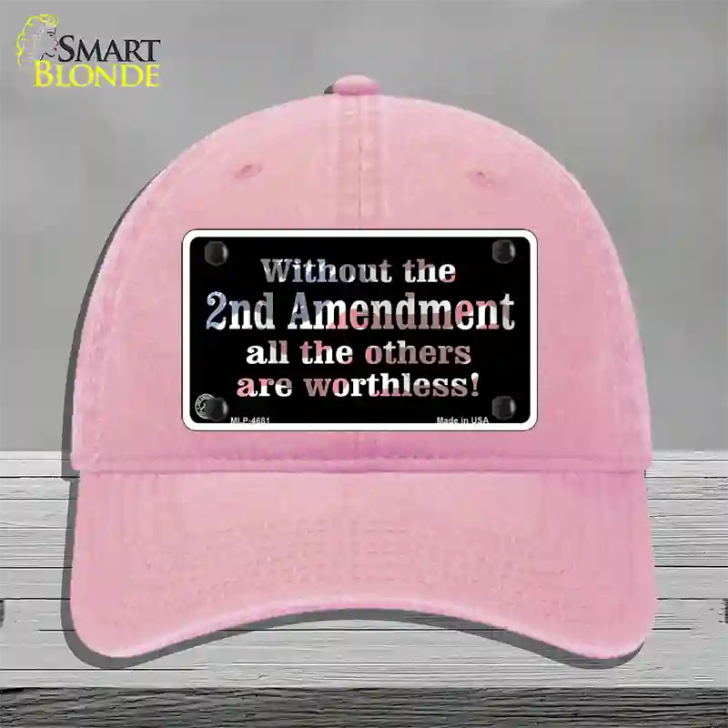 Without 2nd Amendment Novelty License Plate Hat Unconstructed Cotton / Pink