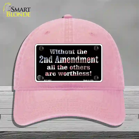 Without 2nd Amendment Novelty License Plate Hat Unconstructed Cotton / Pink