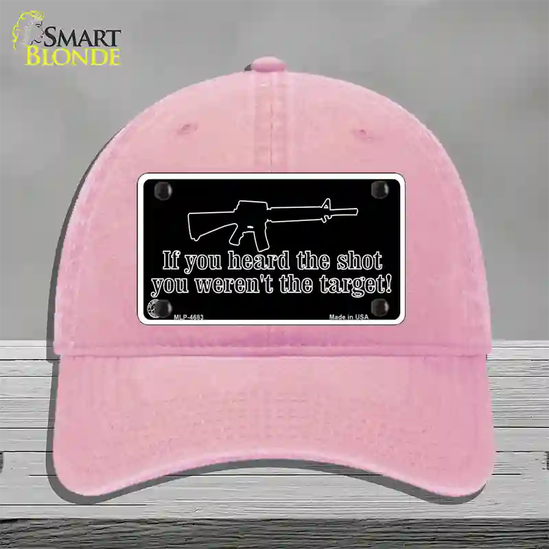 Heard The Shot Novelty License Plate Hat Unconstructed Cotton / Pink