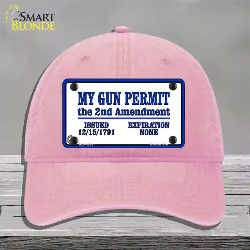 My Gun Permit Novelty License Plate Hat Unconstructed Cotton / Pink