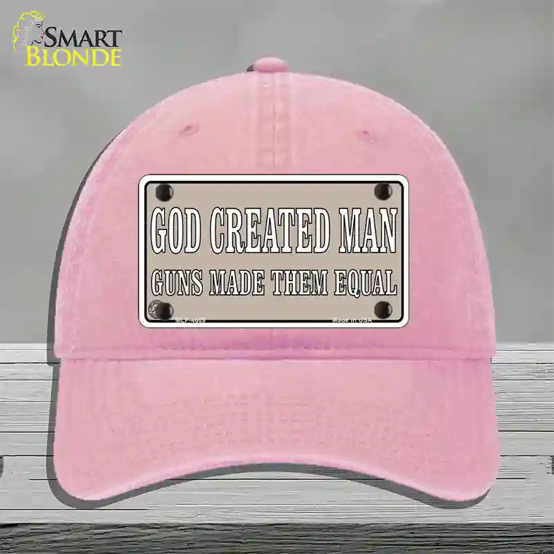 Guns Made Them Equal Novelty License Plate Hat Unconstructed Cotton / Pink