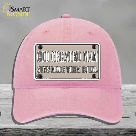 Guns Made Them Equal Novelty License Plate Hat Unconstructed Cotton / Pink