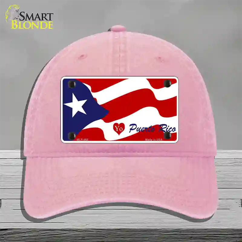 I Love Puerto Rico Novelty License Plate Hat Unconstructed Cotton / Pink