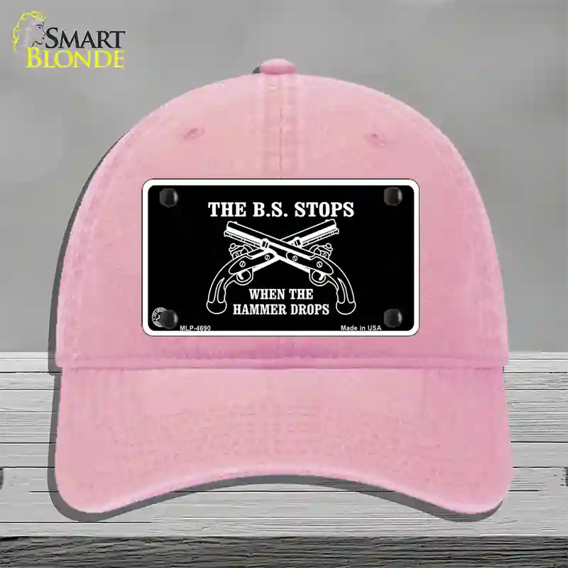 The BS Stops Novelty License Plate Hat Unconstructed Cotton / Pink