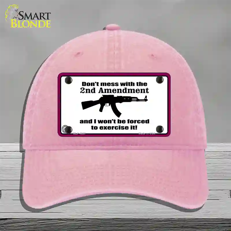 I Wont Be Forced To Use It Novelty License Plate Hat Unconstructed Cotton / Pink