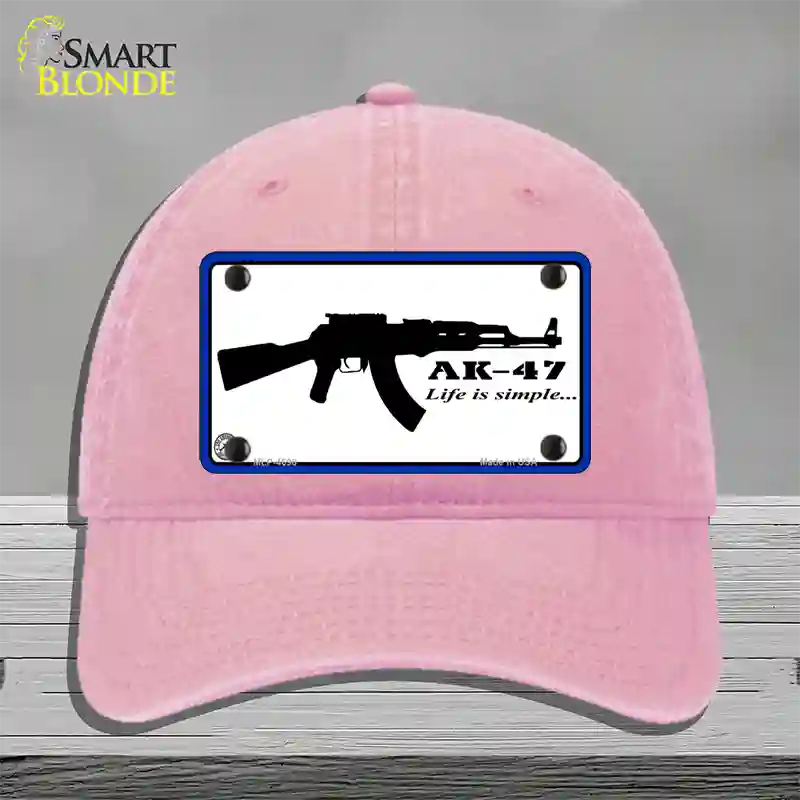 Life Is Simple Novelty License Plate Hat Unconstructed Cotton / Pink