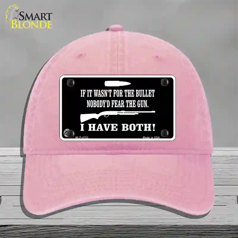 No Bullet No Gun Fear Novelty License Plate Hat Unconstructed Cotton / Pink