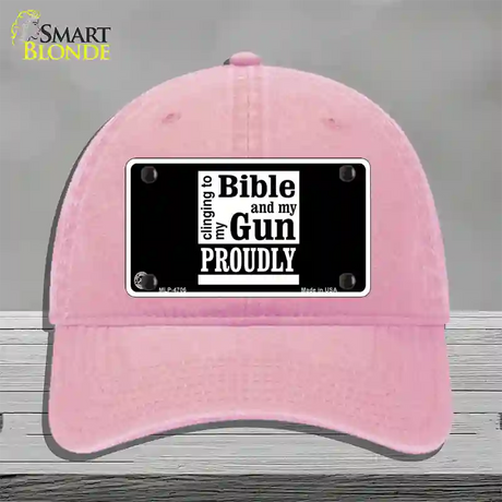 My Bible And My Gun Novelty License Plate Hat Unconstructed Cotton / Pink