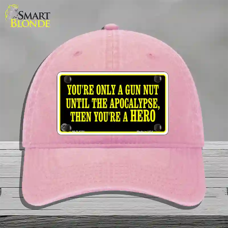 Gun Nut Novelty License Plate Hat Unconstructed Cotton / Pink