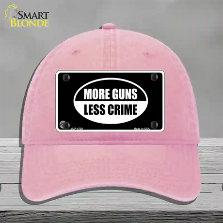 More Guns Less Crime Novelty License Plate Hat Unconstructed Cotton / Pink