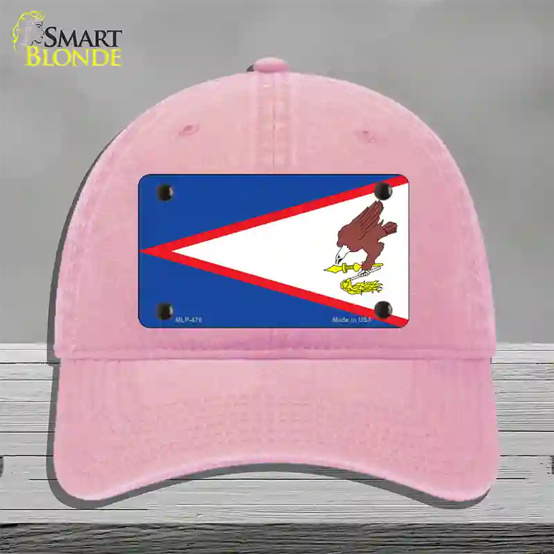 American Samoa Flag Novelty License Plate Hat Unconstructed Cotton / Pink