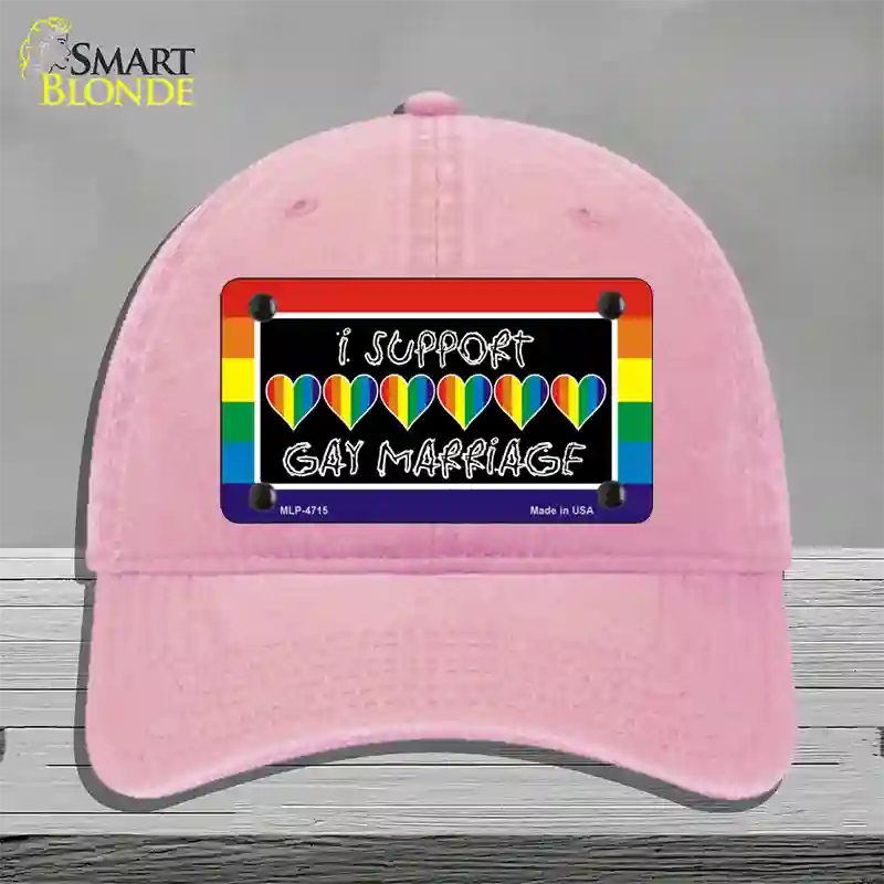 Support Gay Marriage Novelty License Plate Hat Unconstructed Cotton / Pink