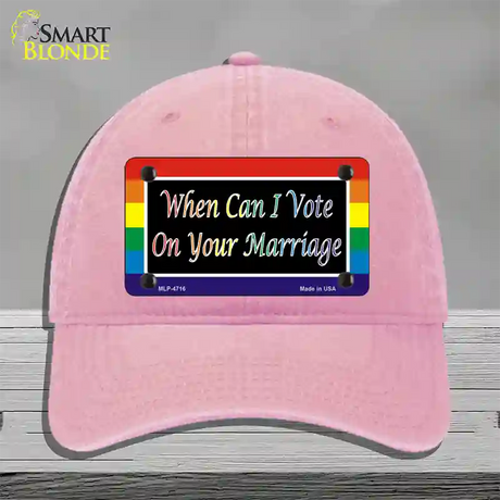 When Can I Vote Novelty License Plate Hat Unconstructed Cotton / Pink