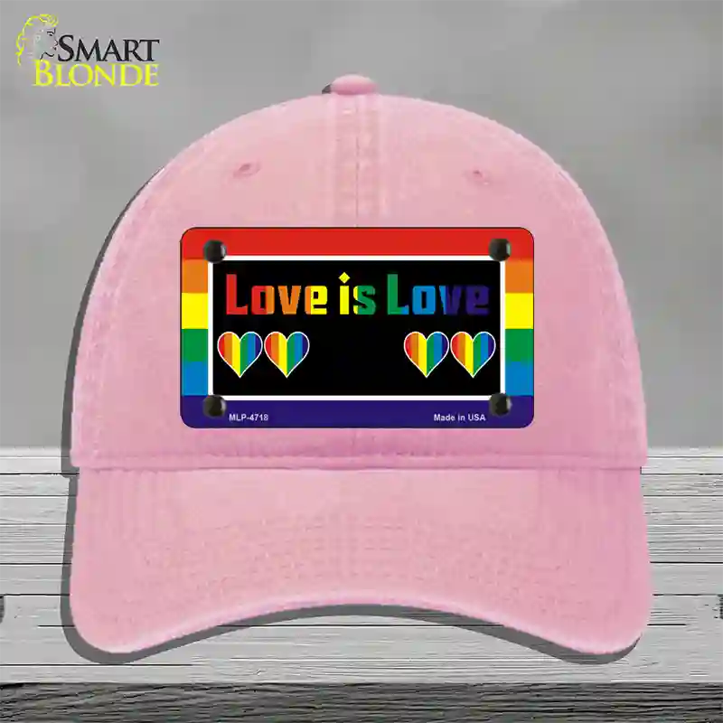 Love Is Love Novelty License Plate Hat Unconstructed Cotton / Pink