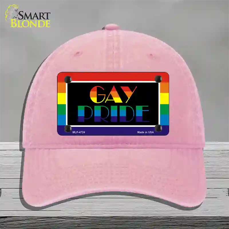 Gay Pride Novelty License Plate Hat Unconstructed Cotton / Pink