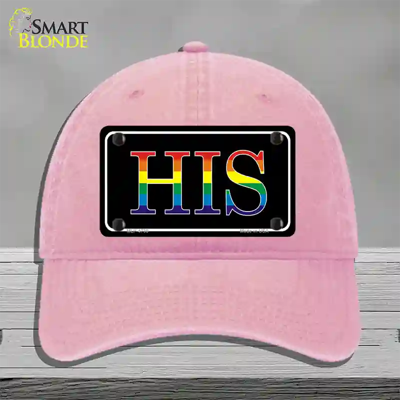 His Rainbow Novelty License Plate Hat Unconstructed Cotton / Pink