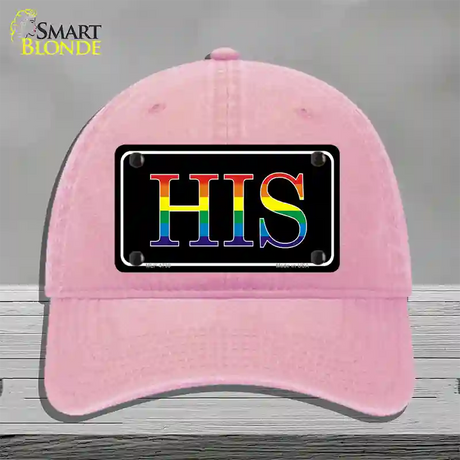 His Rainbow Novelty License Plate Hat Unconstructed Cotton / Pink