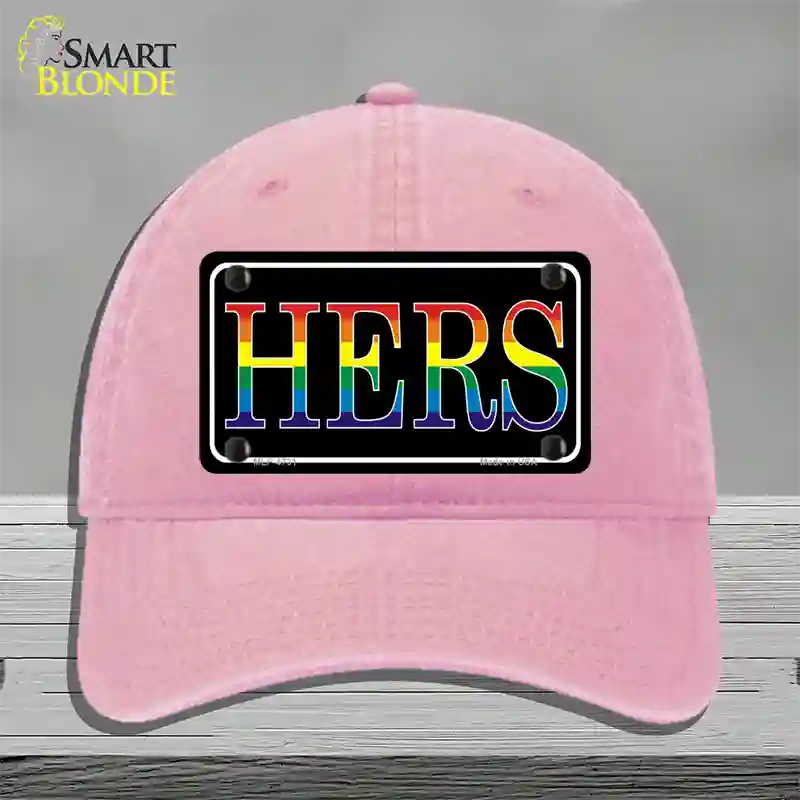 Hers Rainbow Novelty License Plate Hat Unconstructed Cotton / Pink