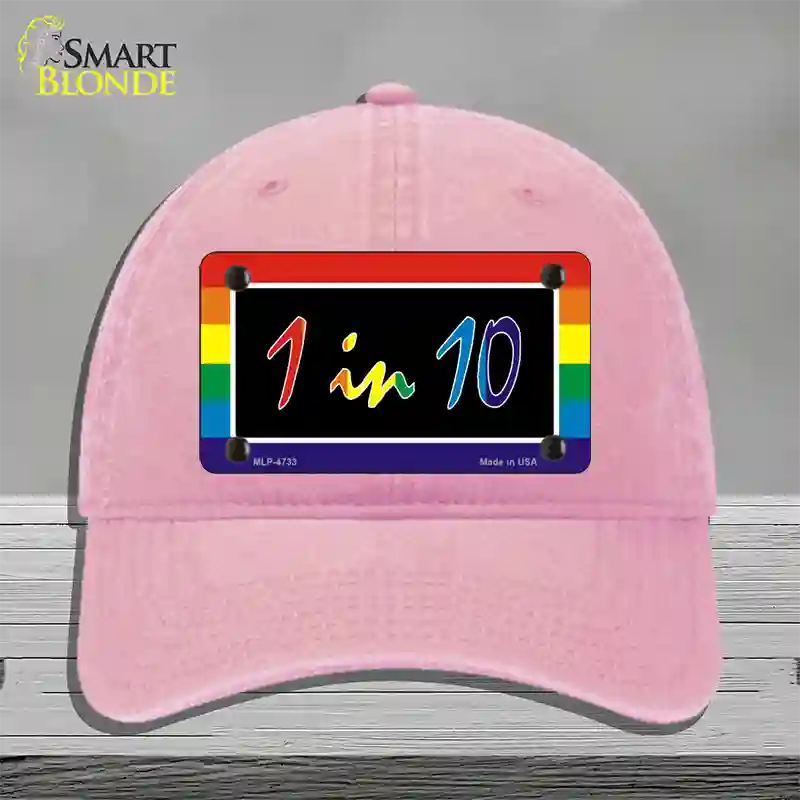 1 In 10 Novelty License Plate Hat Unconstructed Cotton / Pink