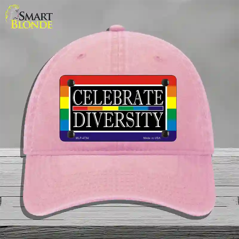 Celebrate Diversity Novelty License Plate Hat Unconstructed Cotton / Pink