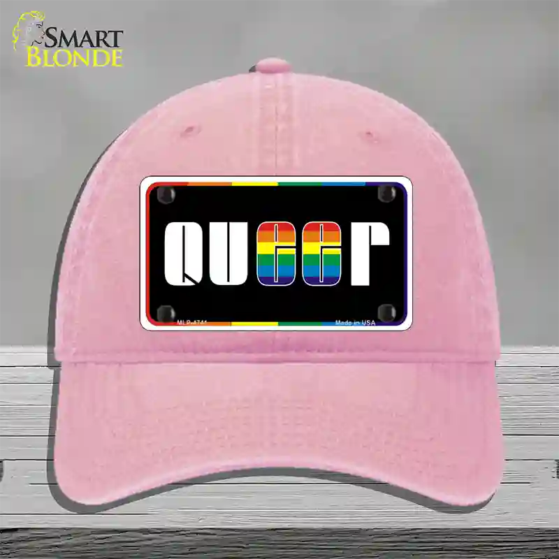 Queer Novelty License Plate Hat Unconstructed Cotton / Pink