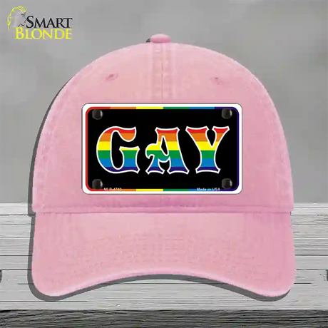 Gay Novelty License Plate Hat Unconstructed Cotton / Pink