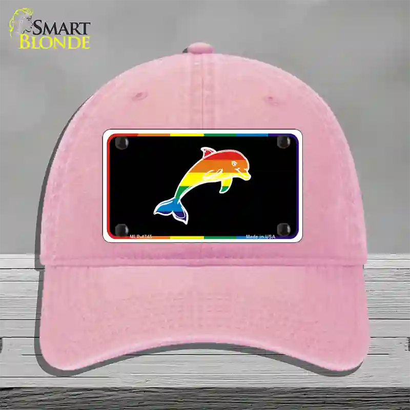 Dolphin Novelty License Plate Hat Unconstructed Cotton / Pink