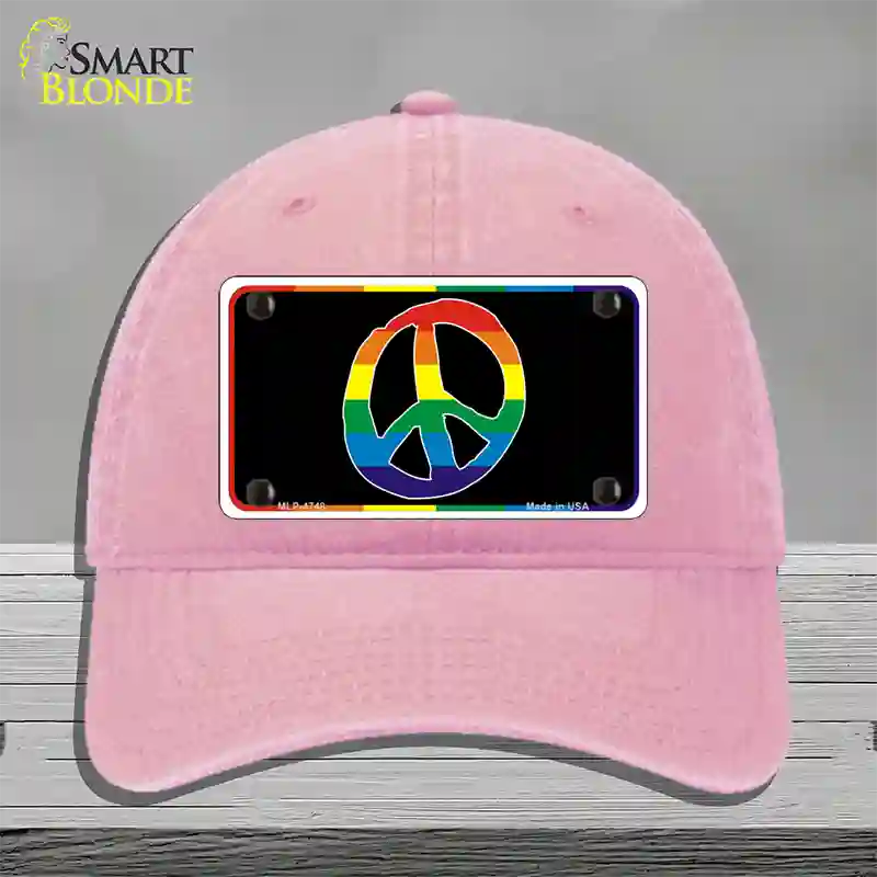 Peace Sign Novelty License Plate Hat Unconstructed Cotton / Pink