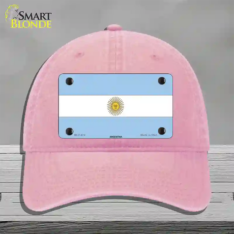 Argentina Flag Novelty License Plate Hat Unconstructed Cotton / Pink