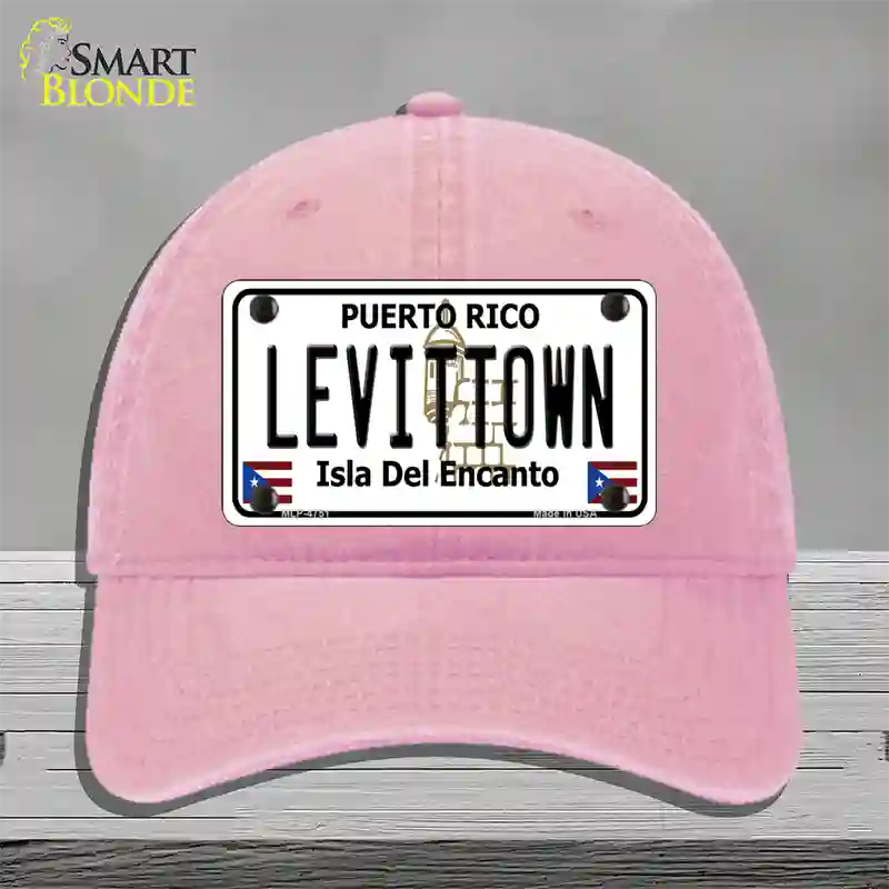 Levittown Puerto Rico Novelty License Plate Hat Unconstructed Cotton / Pink