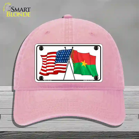 United States Burkina Faso Crossed Flags Novelty License Plate Hat Sign Unconstructed Cotton / Pink