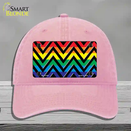 Rainbow Black Chevron Novelty License Plate Hat Unconstructed Cotton / Pink