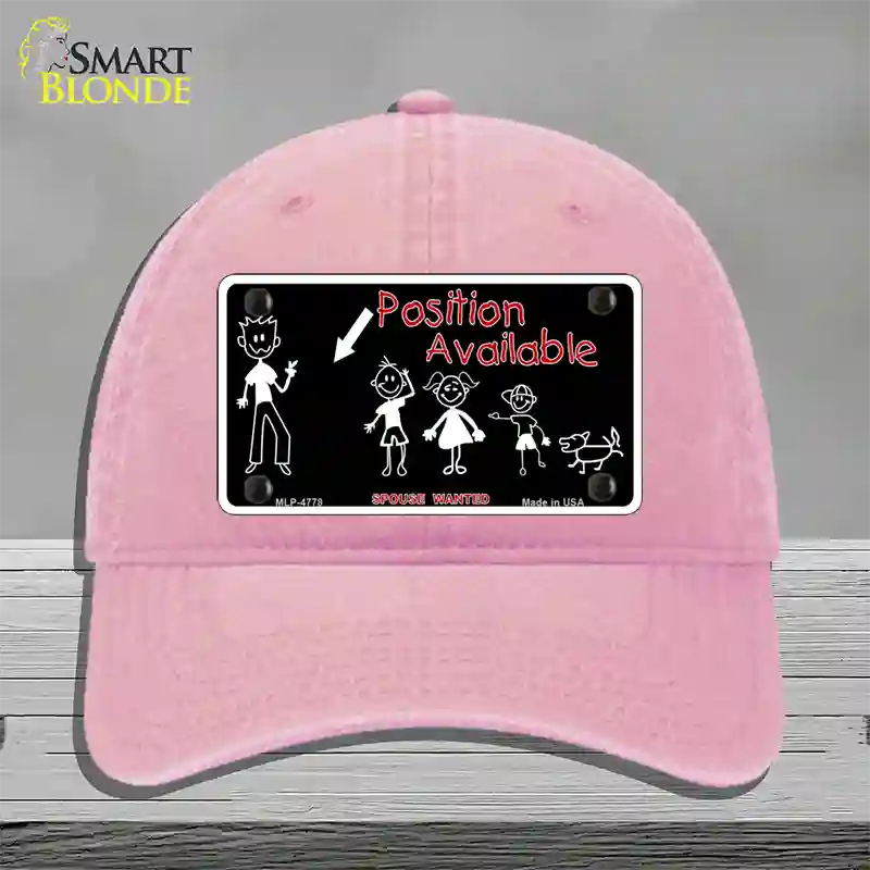 Position Available Novelty License Plate Hat Unconstructed Cotton / Pink