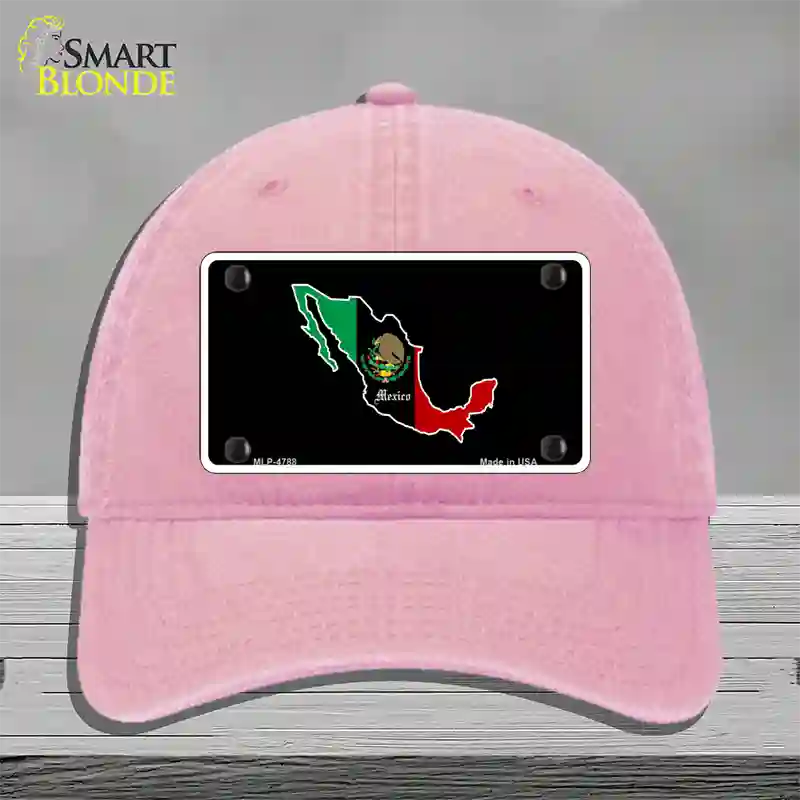 Mexico Outline Novelty License Plate Hat Unconstructed Cotton / Pink