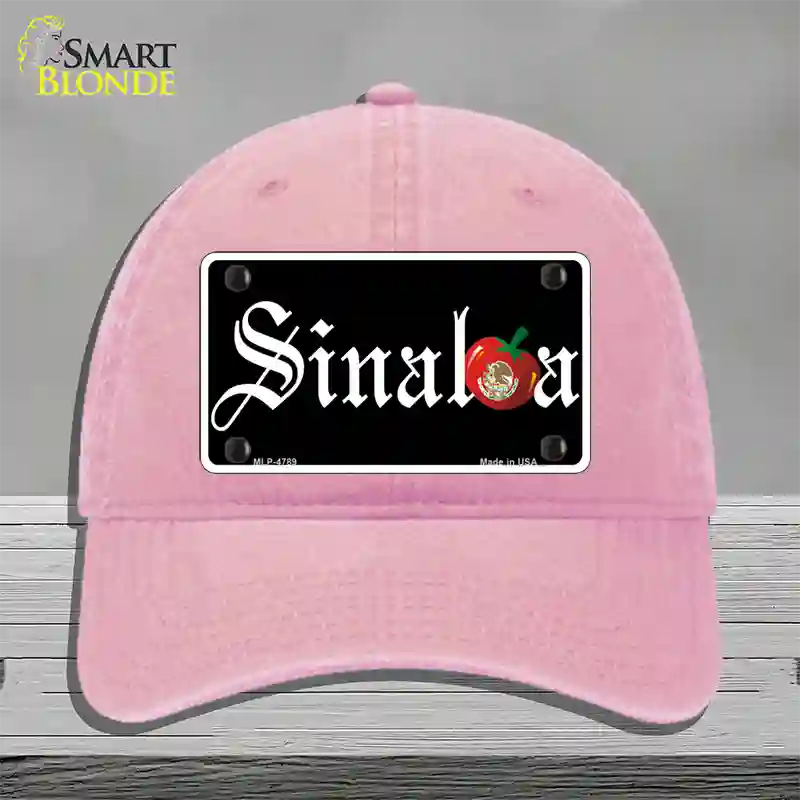 Sinaloa Black Novelty License Plate Hat Unconstructed Cotton / Pink