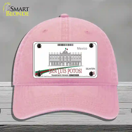 San Luis Potosi Mexico Novelty License Plate Hat Unconstructed Cotton / Pink