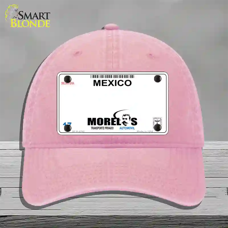 Morelos Mexico Novelty License Plate Hat Unconstructed Cotton / Pink